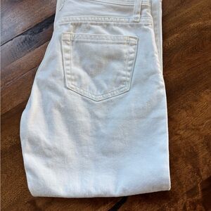 White Womens Polo Crop Denim Jeans
